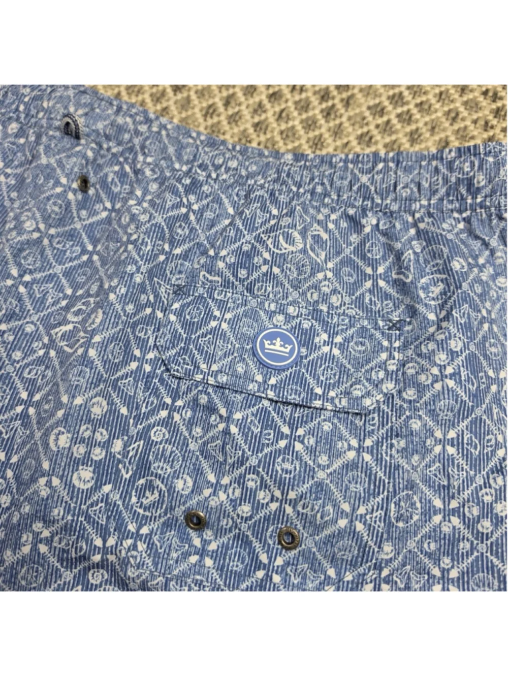 Peter Millar Seaside Swim Trunks Mens 2XL Blue Gingham Check Board Shorts Lined